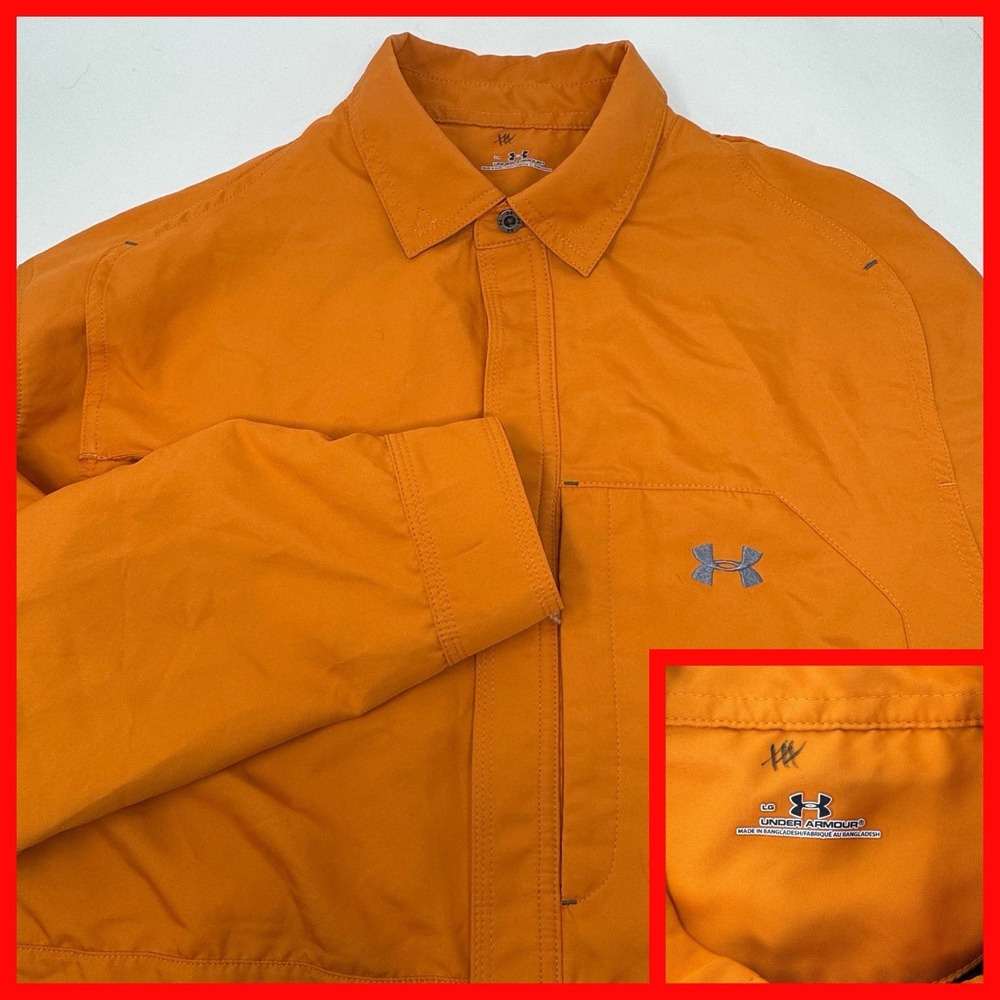 Under Armour‎ Fishing Shirt Mens Large Orange Long Sleeve Ventilated Outdoor